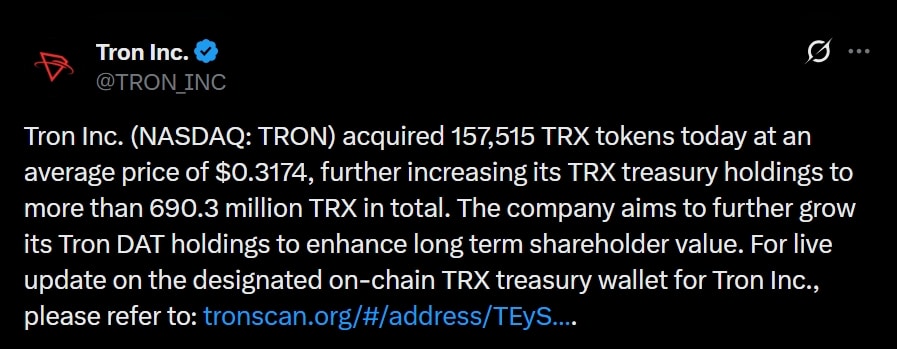 Tron Inc. buys 157K TRX: But price can still fall below $0.30, here’s how