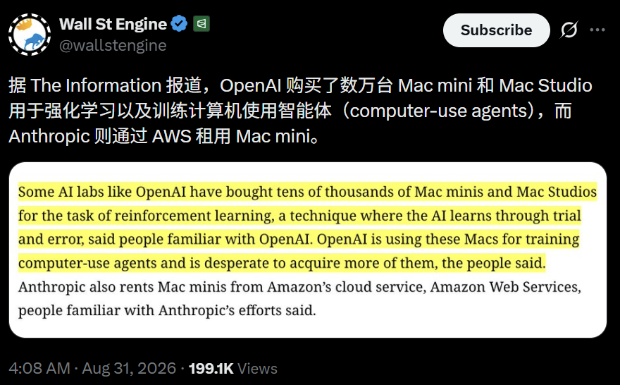 OpenAI被曝按吨囤Mac mini！全拿去训AI了 image 2