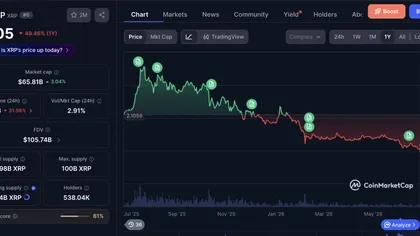 Nobody New to Crypto Would Buy XRP? Chart Shows Token Falls 53% in One Year