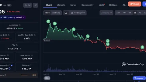 Nobody New to Crypto Would Buy XRP? Chart Shows Token Falls 53% in One Year