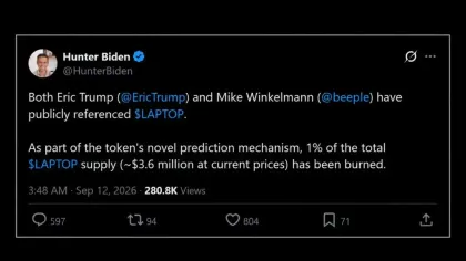 Following its Record, Hunter Biden's Anti-Trump Memecoin Fell 99.8%