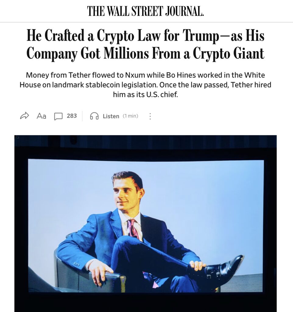 Crypto: A White House Adviser is Allegedly Bought Off by Tether image 1
