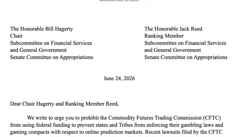US senators push to end CFTC ‘assault’ on state oversight of prediction markets