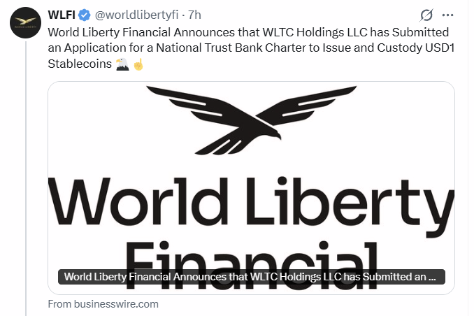 World Liberty Financial Makes Bold Move With Charter Application: $WLFI Eyes Further Gains With Key Breakout Retests