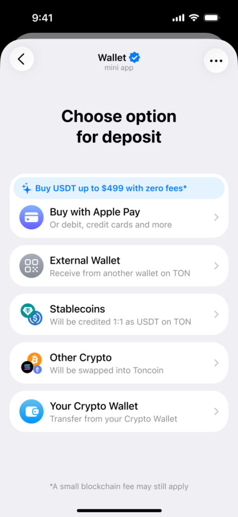 Ví trong Telegram ra mắt chức năng nạp tiền cross-chain trên ví tự lưu ký TON