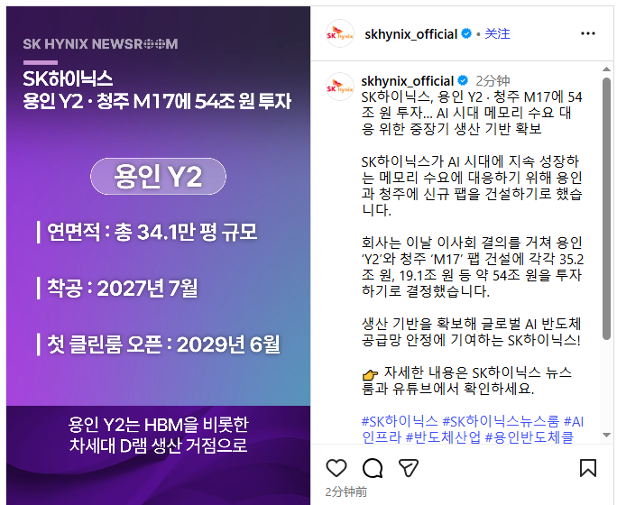 380亿美元!SK海力士新建两座存储芯片工厂,产能将按客户需求逐步扩大 image 0