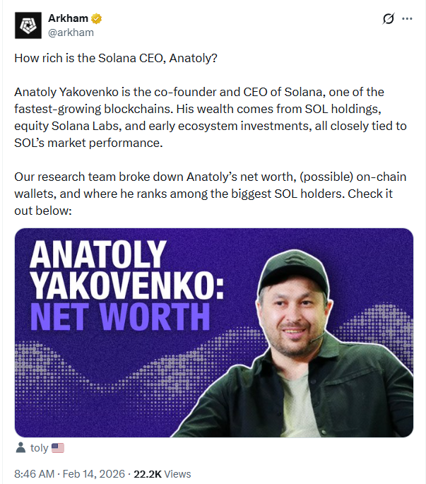 ما هي القيمة الحقيقية لمؤسس شركة سولانا أناتولي ياكوفينكو؟