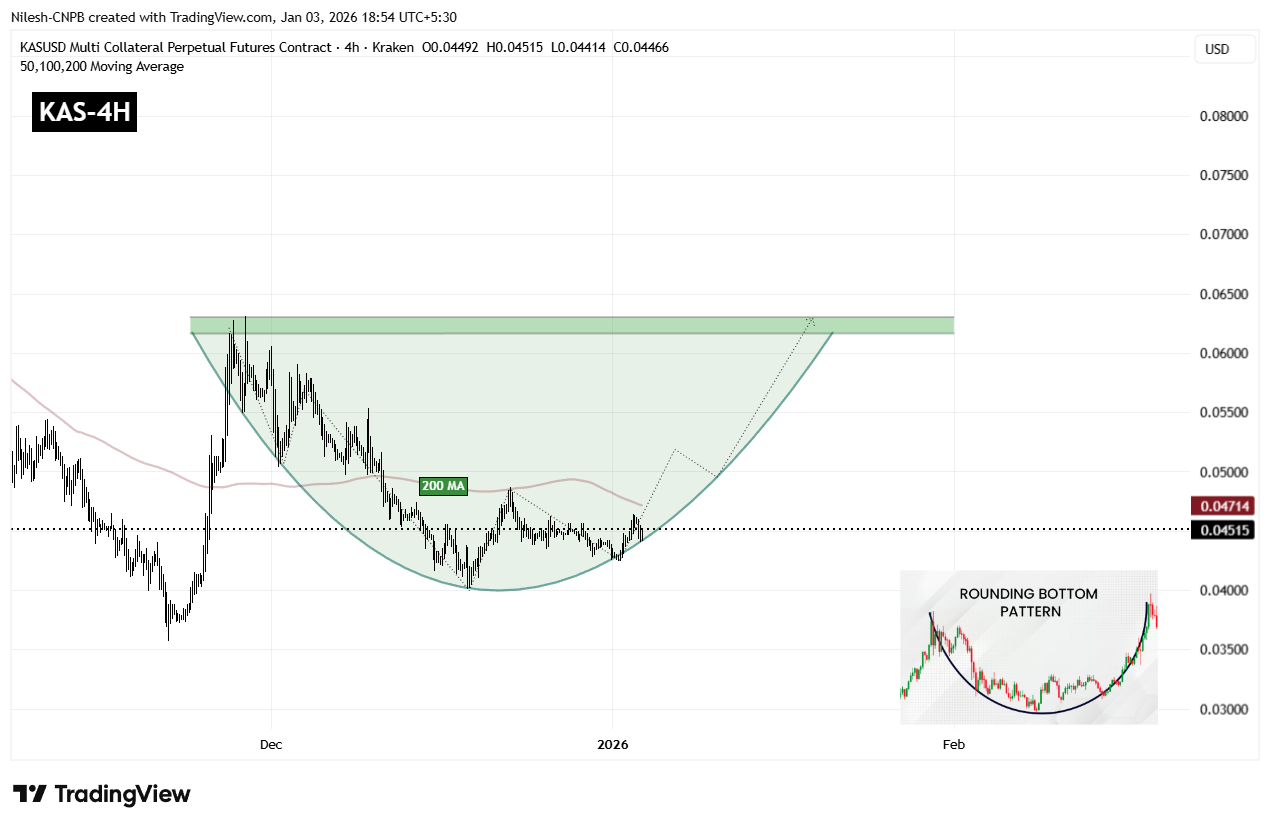 Kaspa (KAS) To Climb Higher? This Emerging Bullish Pattern Formation Suggests So! image 1