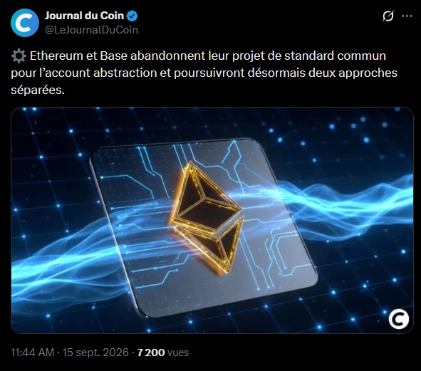 Ethereum et Base renoncent à un standard commun pour les wallets crypto image 1