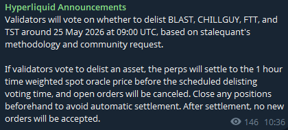 Hyperliquid Validators to Vote on Delisting $FTT Along with Three Other Tokens