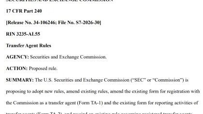 SEC proposes broad update to decades-old transfer agent rules with blockchain nod