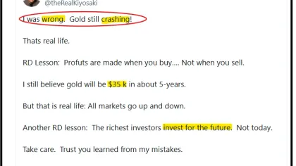  Gold Price Call Goes Wrong as Robert Kiyosaki Admits Mistake Days After Buy Signal