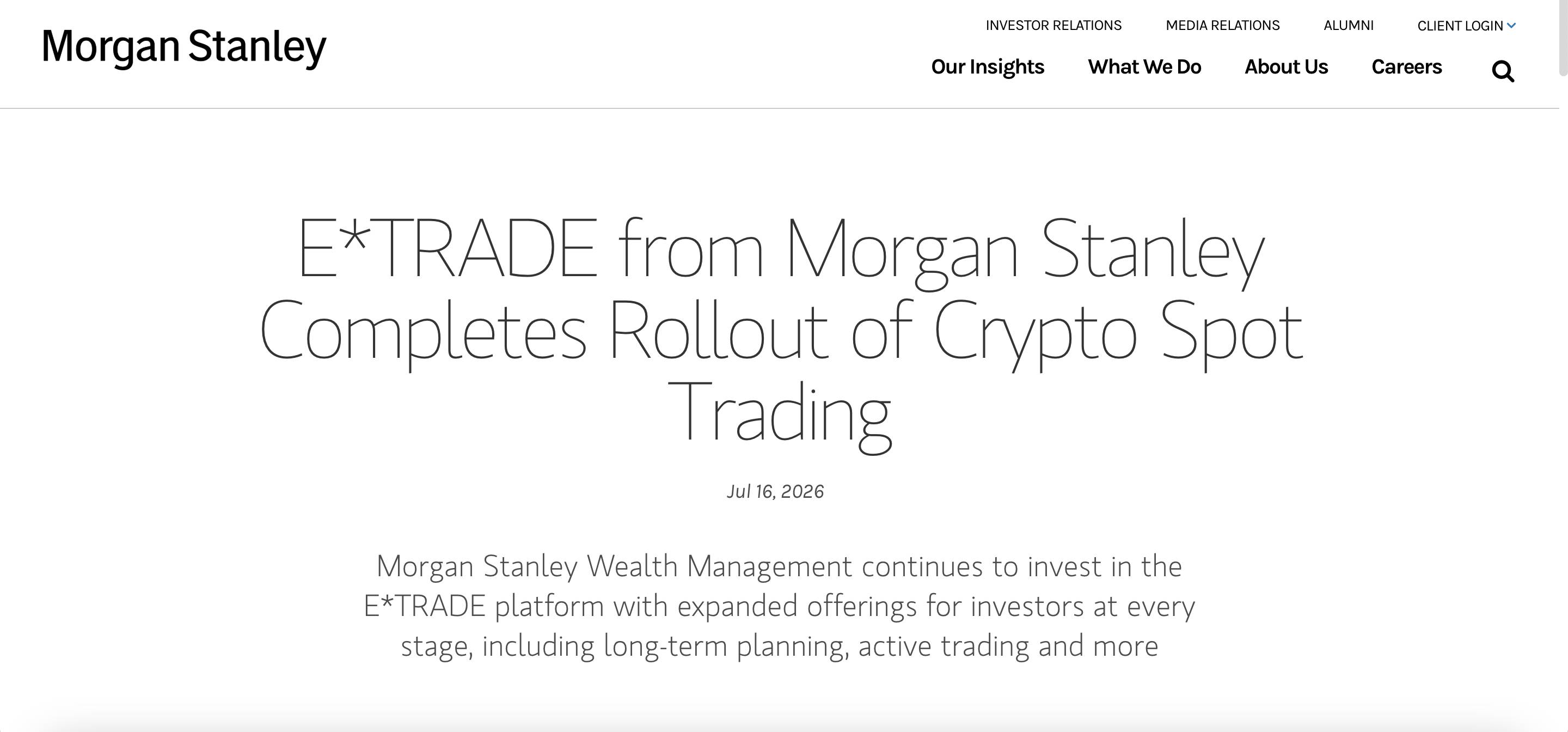 Morgan Stanley triển khai giao dịch Bitcoin, Ethereum và Solana trên E*TRADE image 1