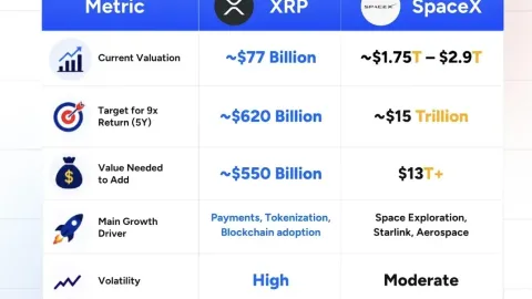 XRP hay SpaceX: Khoản đầu tư nào có tiềm năng tăng trưởng cao hơn vào năm 2026?