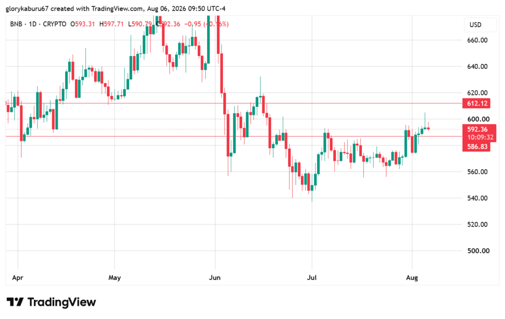 سعر BNB يختبر مستوى 606 دولارات بعد أن جعلته «جرايسكيل» أكبر حيازة في صندوقها