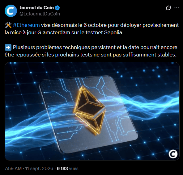 Ethereum : « n’importe quel ado » peut faire dérailler le test de Glamsterdam image 1