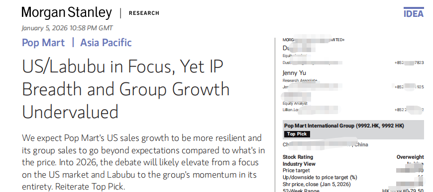 Raport badawczy Morgan Stanley: Dlaczego „dane z USA” mogą być błędnie interpretowane? Ponowna ocena wartości globalnej platformy IP Pop Mart image 0