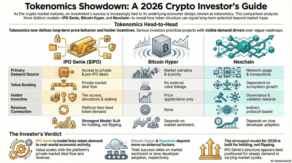 IPO Genie vs Bitcoin Hyper vs Nexchain: Tokenomics Breakdown for Maximum 2026 Gains image 4
