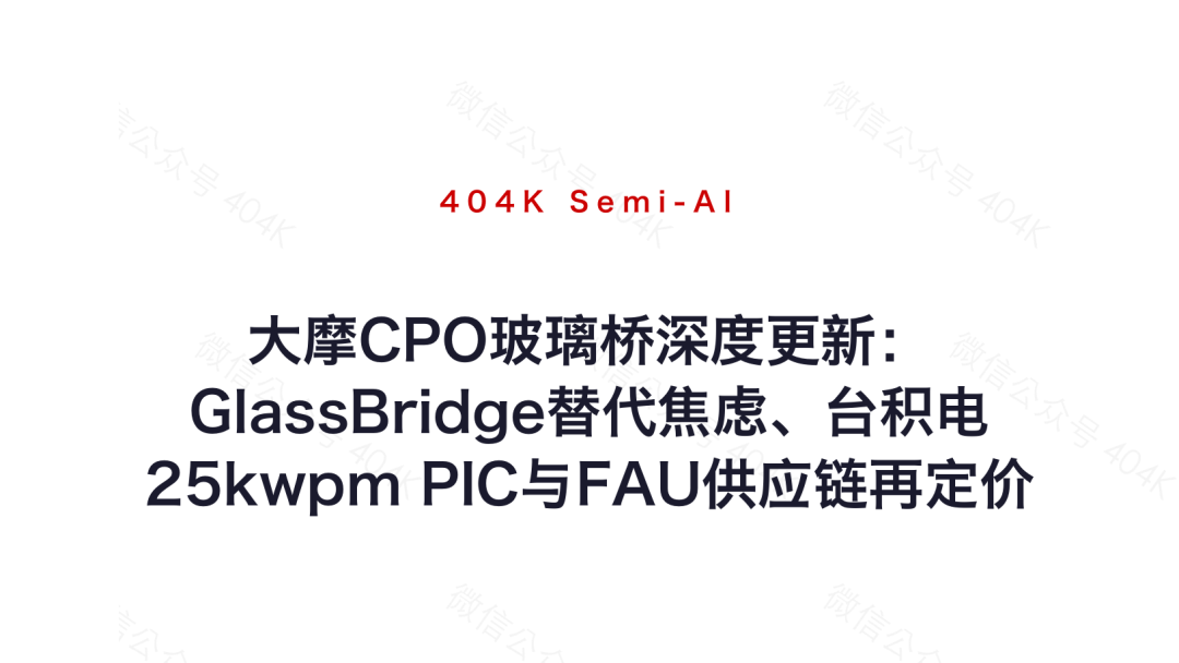 Tiefgehendes Update zur GlassBridge von Morgan Stanley CPO: GlassBridge als Ersatzangst, Neupreisgestaltung der Zulieferkette von TSMC 25kwpm PIC und FAU image 9