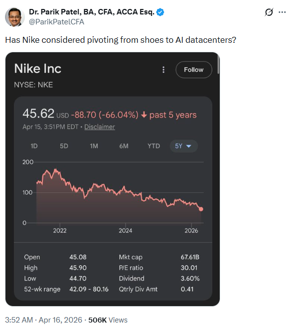 Hausse folle de 580 % ! L’ancienne star d’internet Allbirds se reconvertit dans la vente de puissance de calcul et voit son action flamber, des internautes interpellent Nike : “Il est temps de construire un data center” image 1