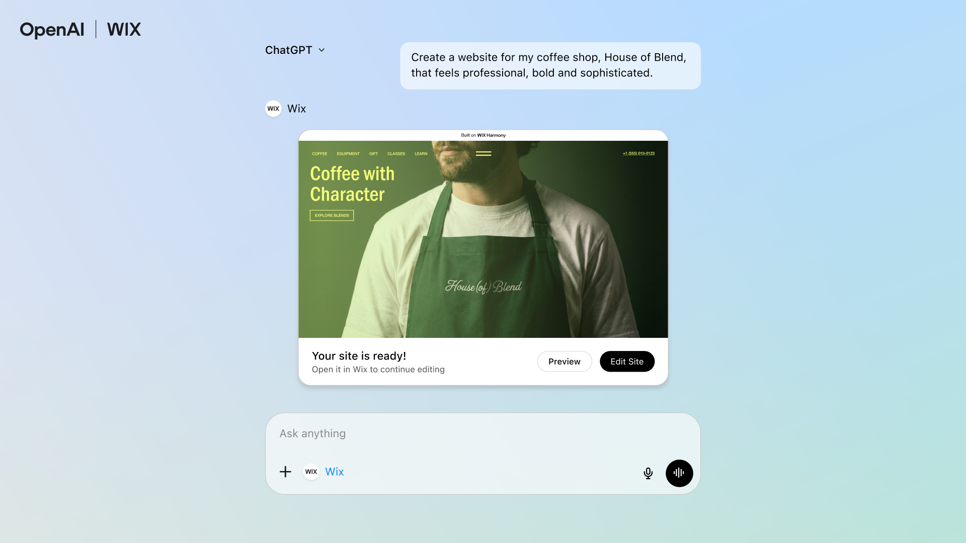 Wix Launches App in ChatGPT, Expanding Website Creation to one of the World's Leading Conversational AI Platforms image 0