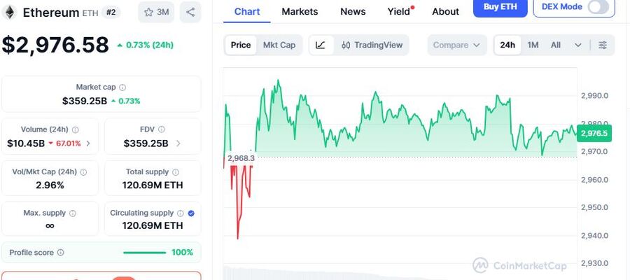 Ethereum New Wallet Addresses on Spike As ETH Consolidates at $2,977, Suggesting Looming Market Momentum