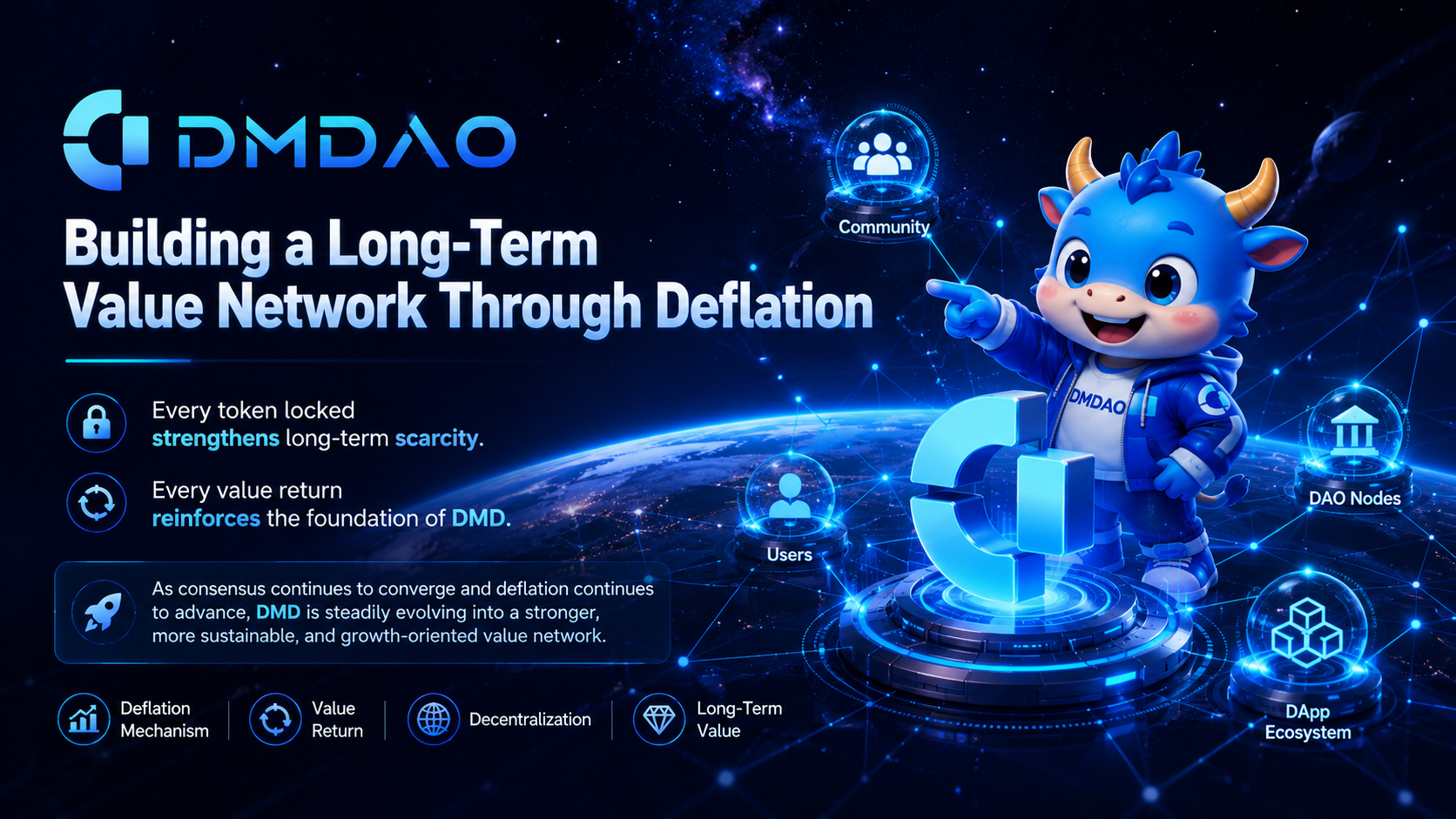 DMDAO: Building a Long-Term Value Network Through Deflation