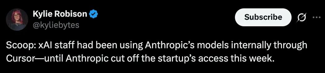 笑死！xAI员工竟用Claude写代码？这回Anthropic反手拔了马斯克的网线 image 1